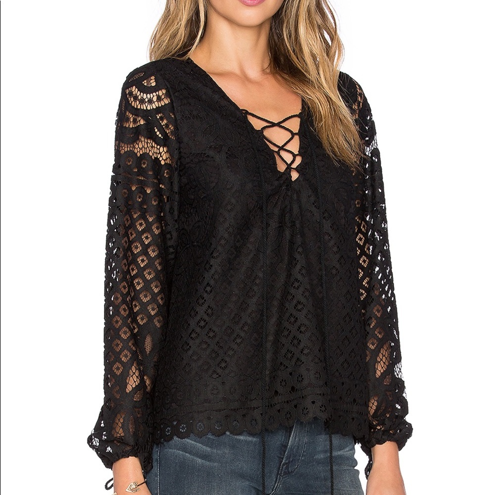 Tularosa lace up lace blouse
